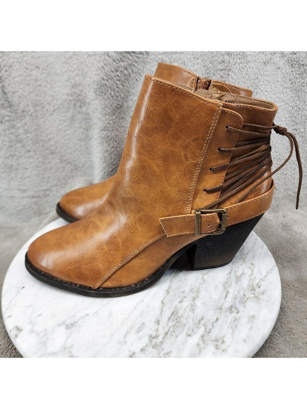 Now or Never Shoes Womens Size 9 Brown Faux Leather Milano Boots *Read*
